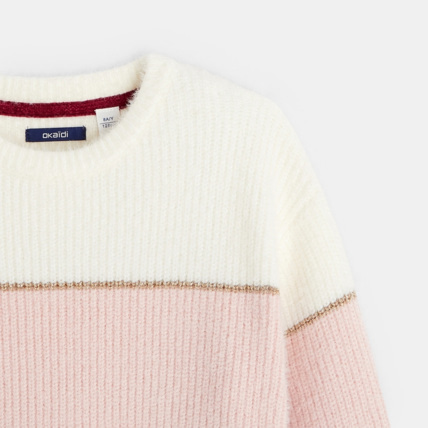Avis Pull rayé col rond violet fille OKAIDI 2