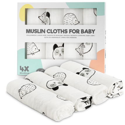 Avis Lot de 4 langes bébé en coton SWEETY FOX 1