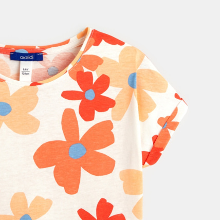 Avis T-shirt grandes fleurs rouge fille OKAIDI 3