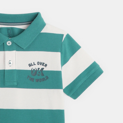 Avis Polo rayé en jersey piqué bleu garçon OKAIDI 2
