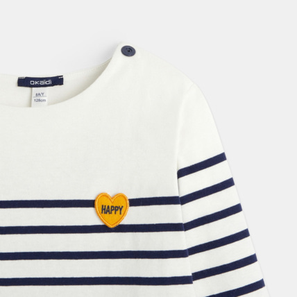 Avis T-shirt marinière à personnaliser d'un cœur bleu fille OKAIDI 4