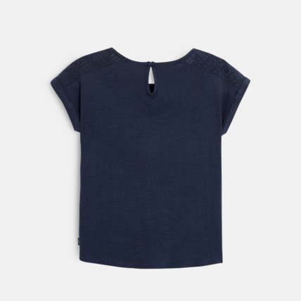 Avis T-shirt détail ajouré bleu fille OKAIDI 2