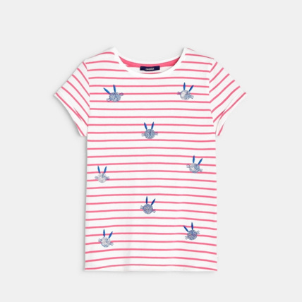 Avis T-shirt rayé fantaisie rose fille OKAIDI 1