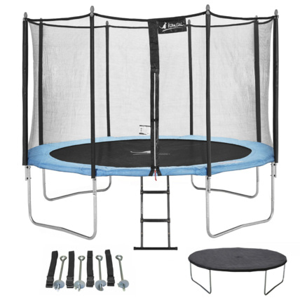 Avis Trampoline de jardin 426 cm + filet de sécurité + échelle + bâche de protection + kit d'ancrage Kangui 1
