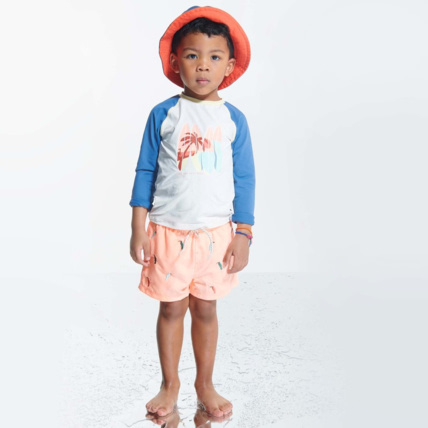 Avis Short de bain à motifs oiseaux orange garçon OKAIDI 1