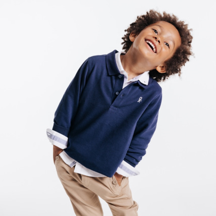 Avis Polo manches longues bleu garçon OKAIDI 1