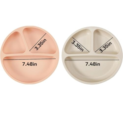 Avis Lot de 2 assiettes à ventouse en silicone avec compartiments, 2 cuillères et 2 fourchettes PandaEar 3