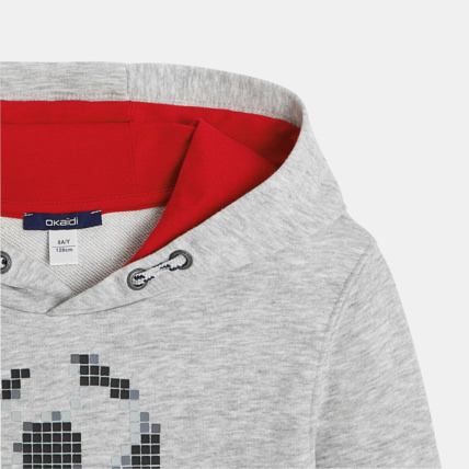 Avis Sweat-shirt à capuche motif pixels gris garçon OKAIDI 4