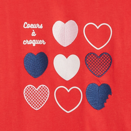 Avis T-shirt motif et message coeur rouge fille OKAIDI 2