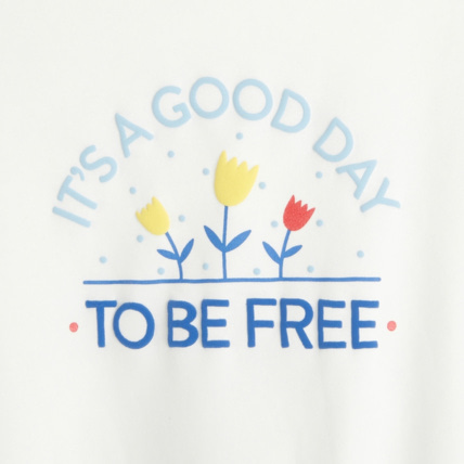 Avis Sweat-shirt à message It's a good day to be free blanc fille OKAIDI 3
