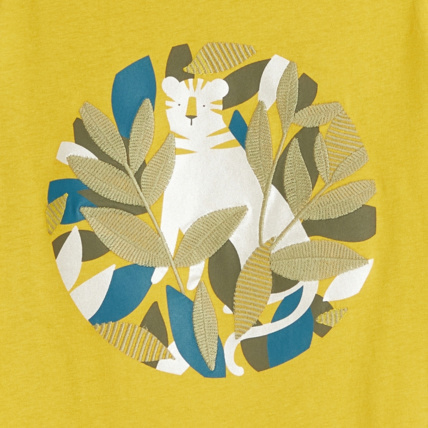 Avis T-shirt à manches papillon motif Tigre jaune fille OKAIDI 3
