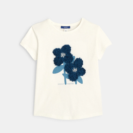 Avis T-shirt à motif en relief bleu fille OKAIDI 1