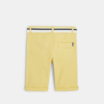 Avis Bermuda ceinturé en toile effet piqué jaune garçon OKAIDI 3