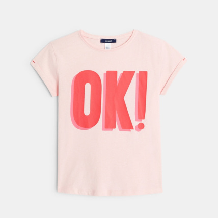 Avis T-shirt à message rose fille OKAIDI 2