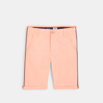 Avis Bermuda slim en toile et galon rayé orange garçon OKAIDI 1