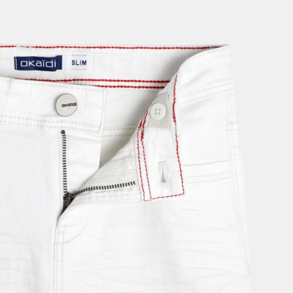 Avis Bermuda slim en toile hyper-stretch blanc garçon OKAIDI 4