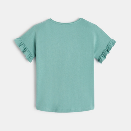 Avis T-shirt à sequins motif cerise vert fille OKAIDI 4