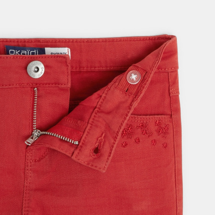 Avis Pantalon skinny brodé rouge fille OKAIDI 3