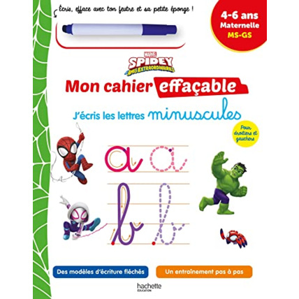 Avis Disney - Spidey et ses amis extraordinaires  - Mon cahier effaçable - J'écris les minuscules Hachette Éducation 1