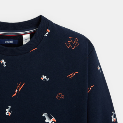Avis Sweat molleton chiné imprimé chiffres bleu garçon OKAIDI 3