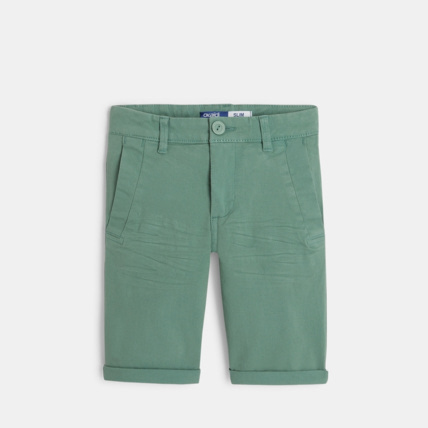 Avis Bermuda slim en toile unie vert garçon OKAIDI 1