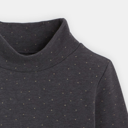 Avis T-shirt col roulé stretch à pois gris fille OKAIDI 2