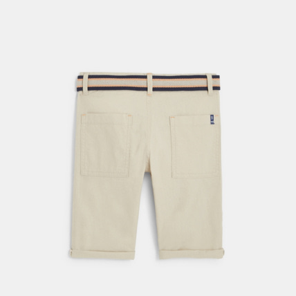 Avis Bermuda en toile ceinturé beige garçon OKAIDI 3
