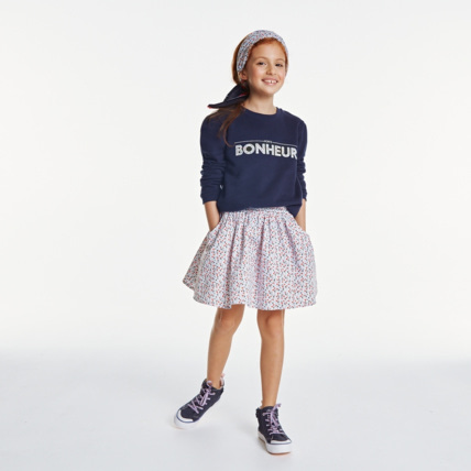 Avis Sweat molleton broderie coeur bleu fille OKAIDI 1
