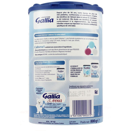 Avis Lait CALISMA 1er âge Laboratoire Gallia 2
