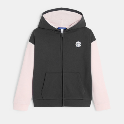 Avis Sweat-shirt à capuche bicolore gris fille OKAIDI 2