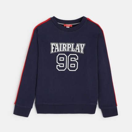 Avis Sweat-shirt à message "Fair Play 96" bleu garçon OKAIDI 1