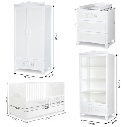 Avis Chambre bébé complète Lit évolutif + tiroir + Commode à langer + Armoire et Bibliothèque MARSELL Mon Mobilier Design 4