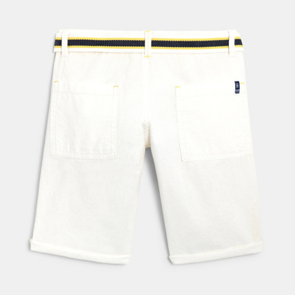 Avis Bermuda en toile ceinturé blanc garçon OKAIDI 3
