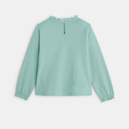 Avis Blouse unie à col volanté verte fille OKAIDI 4