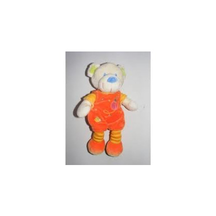 Avis Doudou ours salopette orange Mots d'enfants 1