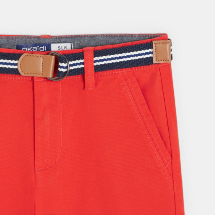 Avis Bermuda en toile + ceinture rouge garçon OKAIDI 2