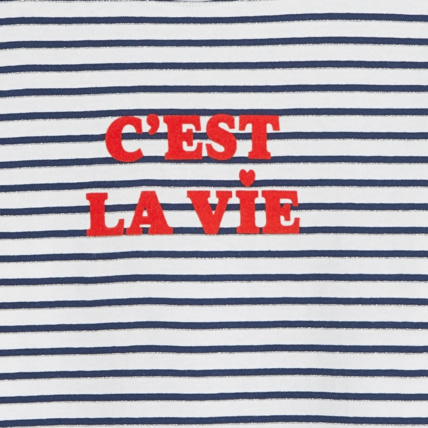 Avis T-shirt rayé à message "C'est la vie" bleu fille OKAIDI 3
