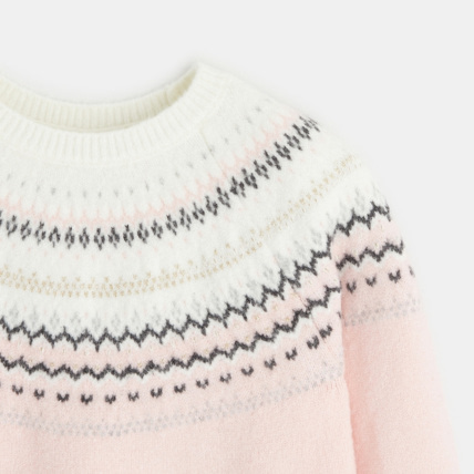 Avis Pull jacquard col rond rose fille OKAIDI 3