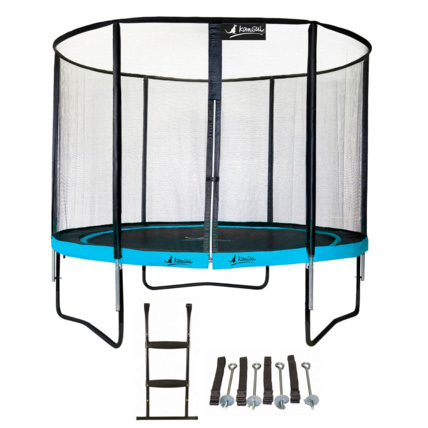 Avis Trampoline de jardin rond 305 cm + filet de sécurité + échelle + kit ancrage PUNCHI Kangui 1
