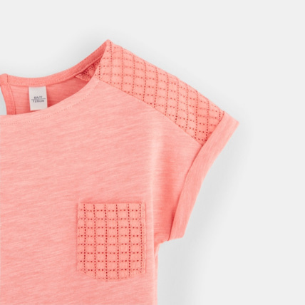 Avis T-shirt détail ajouré rose fille OKAIDI 3