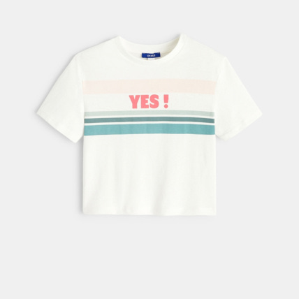 Avis T-shirt à message blanc fille OKAIDI 2