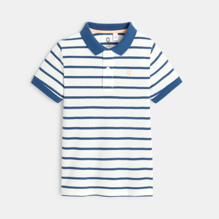 Avis Polo rayé manches courtes bleu garçon OKAIDI 1