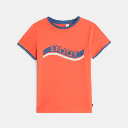 Avis T-shirt manches courtes à message Enjoy orange garçon OKAIDI 1