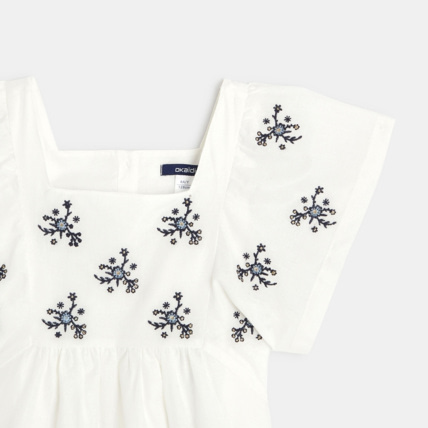 Avis Blouse manches courtes brodée blanche fille OKAIDI 2