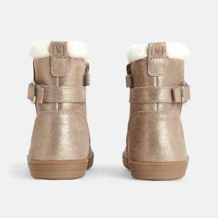 Avis Boots croûte de cuir irisée fourrées jaunes fille OKAIDI 4