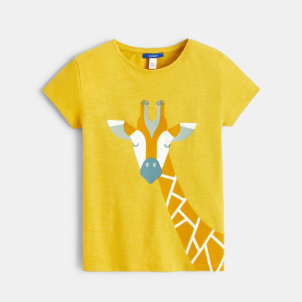 Avis T-shirt motif girafe jaune fille OKAIDI 1