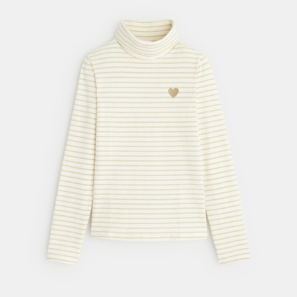Avis T-shirt col roulé avec broderie cœur blanc fille OKAIDI 2