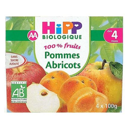 Avis Pommes Abricots 100% fruits - 4 coupelles x 100g - 4 mois HIPP 1