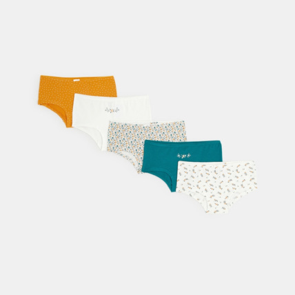 Avis Boxers fantaisie en jersey (lot de 5) jaune fille OKAIDI 1