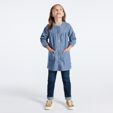 Avis Tablier d'écolière motif cerises bleu fille OKAIDI 1